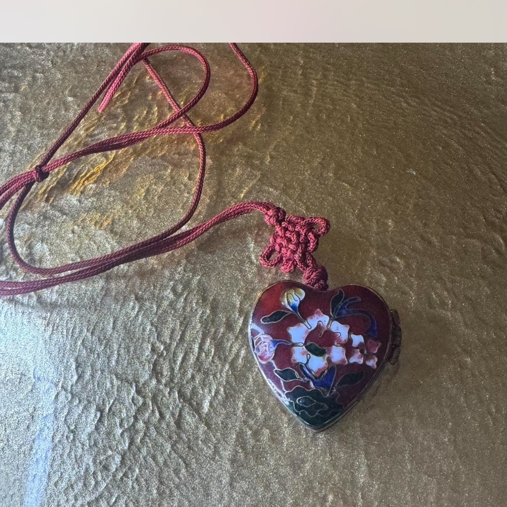 Red Heart Pendant Necklace with Artisanal Design